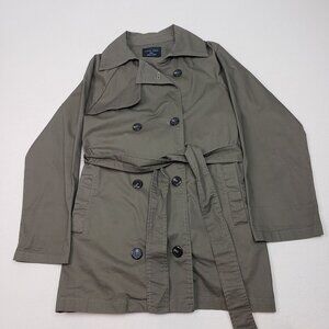 Love Tree Womens Double Breasted Olive Trench Coat w/Belt Sz S EXCELLENT!!!
